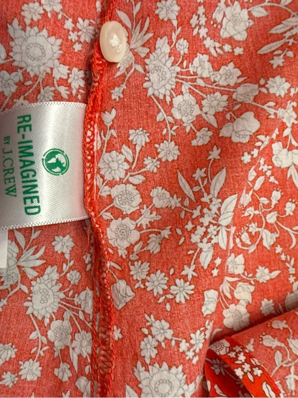 J. Crew Red Floral Button Down Shirt Size 6 Cotton Long Sleeve‎ Fitted Liberty